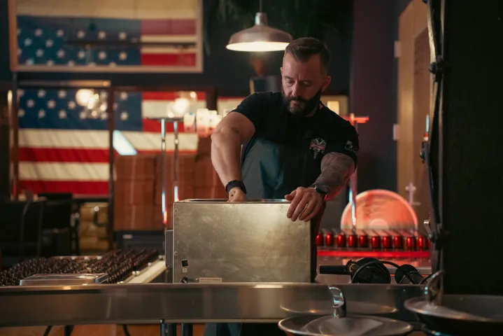 Chef preparing food in a restaurant kitchen